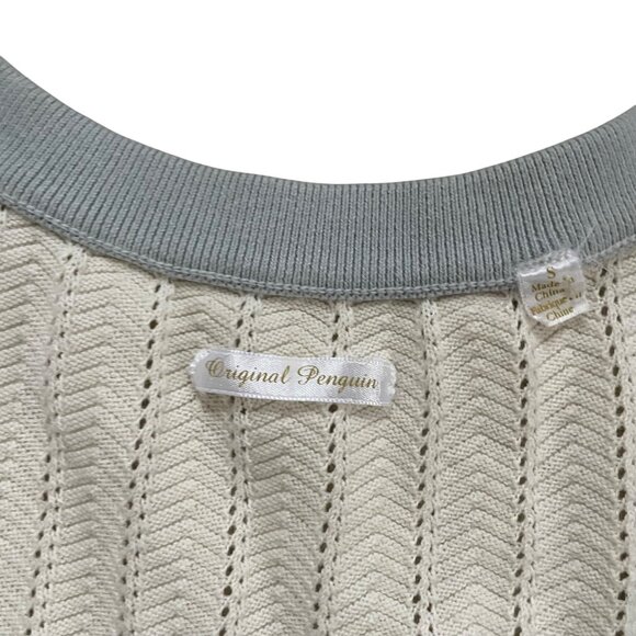 Original Penguin Womens Chevron Knit Tank Cream Blue BrownTop S - Picture 2 of 6